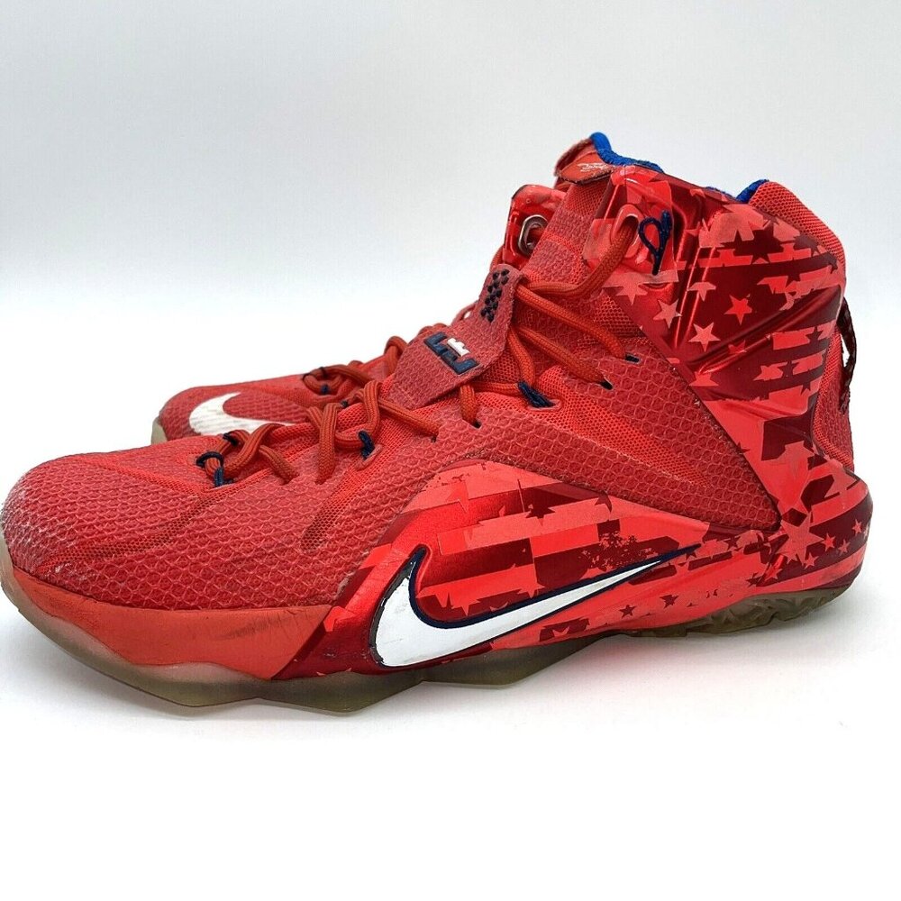 NIKE LEBRON XII (12) Independence Day Mens 10.5 USA 4th of July 684593-616 - Picture 11 of 13